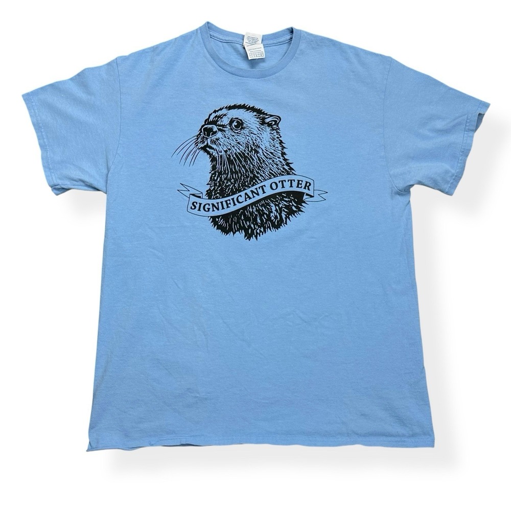 Vintage Significant Otter T-Shirt Men's Size L‎ Blue Animal Lover